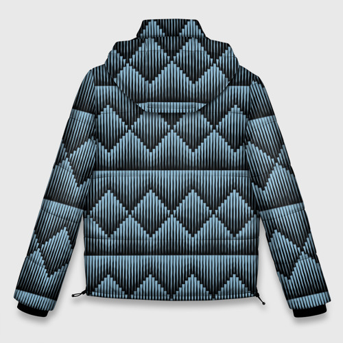 Мужская зимняя куртка 3D Черные синие объемные ромбы, цвет черный - фото 2