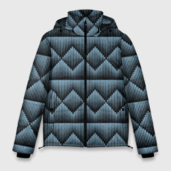 Мужская зимняя куртка 3D Черные синие объемные ромбы