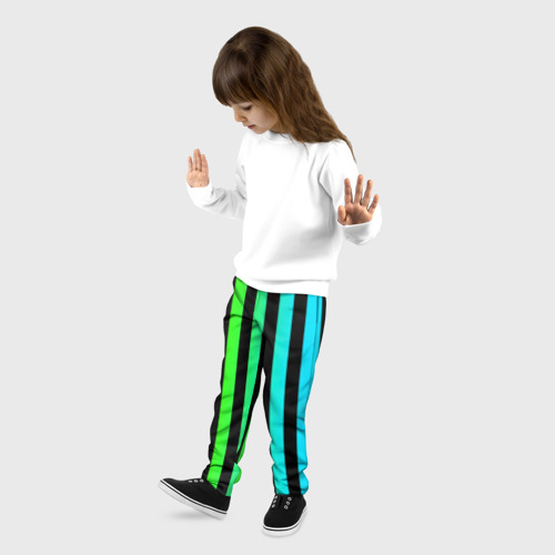 Детские брюки 3D с принтом Цветные полоски, фото на моделе #1