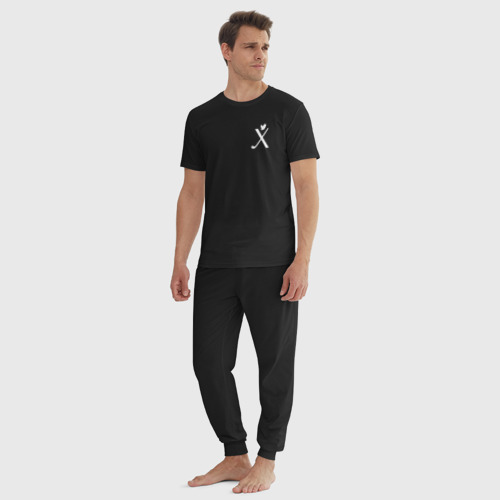 Мужская пижама хлопок Ребус лого twitter, цвет черный - фото 5