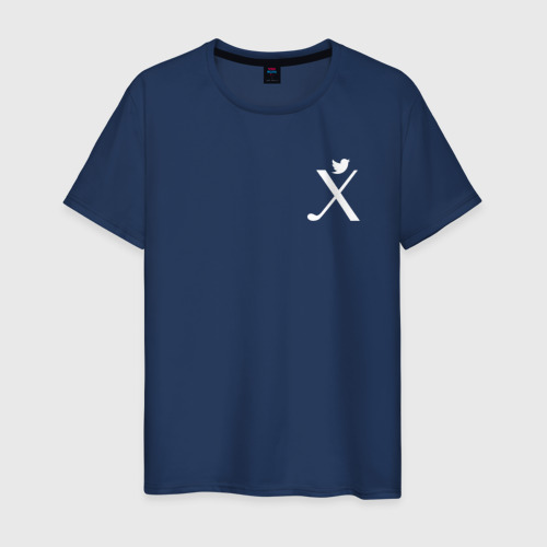Мужская футболка из хлопка с принтом Ребус лого twitter, вид спереди №1