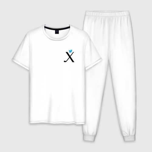 Мужская пижама хлопок Ребус лого Твиттер, цвет белый