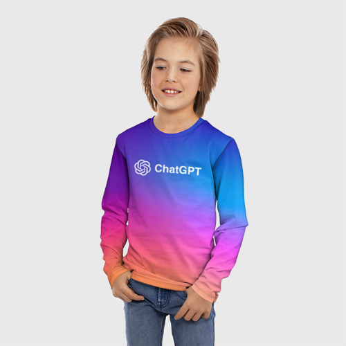Детский лонгслив 3D с принтом ChatGPT, фото на моделе #1