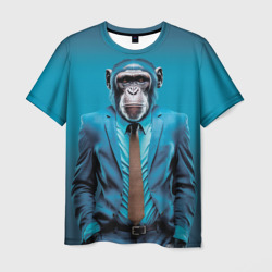 Мужская футболка 3D Деловой шимпанзе