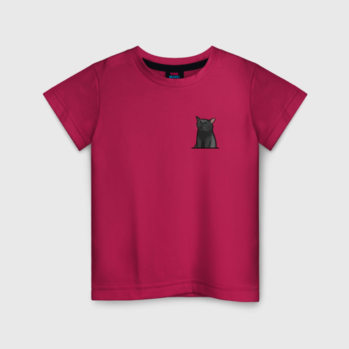Детская футболка хлопок с принтом Кот с пустым взглядом, вид спереди #2