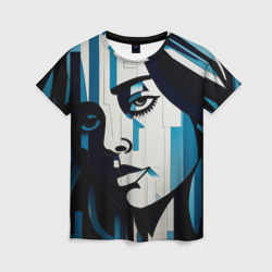 Женская футболка 3D Геометрический портрет девушки