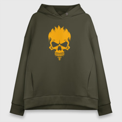 Женское светящееся худи Orange skull silhouette