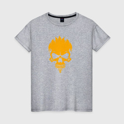 Светящаяся женская футболка Orange skull silhouette