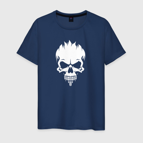 Светящаяся мужская футболка с принтом White skull silhouette, вид спереди №1