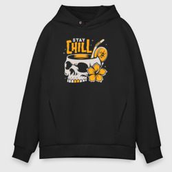 Мужское светящееся худи Stay chill skull