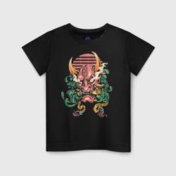 Светящаяся детская футболка Маска японского демона они