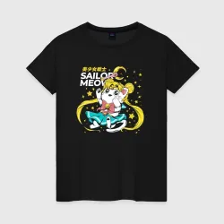Светящаяся женская футболка Sailor meow kawaii