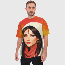 Мужская футболка oversize 3D Нейросеть - индийская принцесса - фото 2