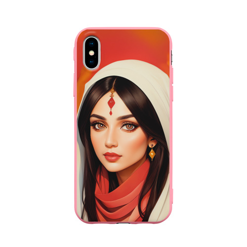 Чехол для iPhone X матовый с принтом Нейросеть - индийская принцесса, вид спереди #2