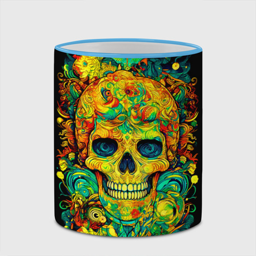 Кружка с полной запечаткой Мексиканский психоделический череп, цвет Кант небесно-голубой - фото 4