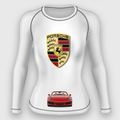 Женский рашгард 3D с принтом Porsche car, вид спереди #2