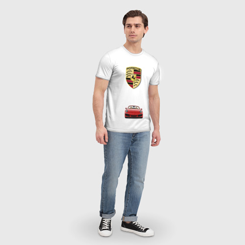 Мужская футболка 3D с принтом Porsche car, вид сбоку #3