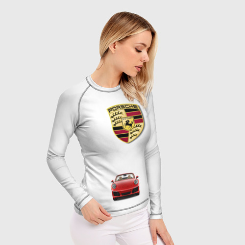 Женский рашгард 3D с принтом Porsche car, фото на моделе #1