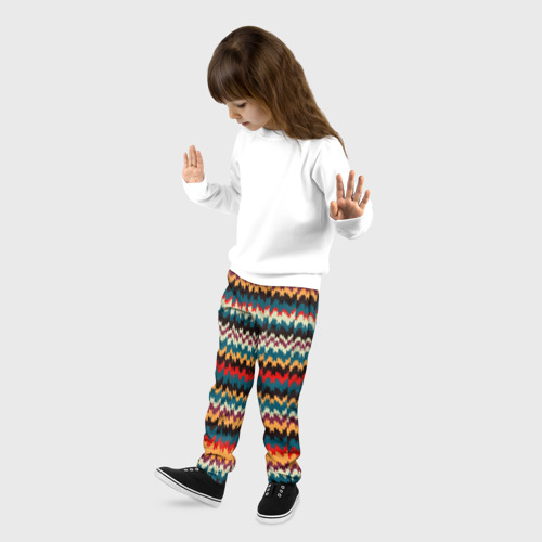 Детские брюки 3D с принтом Красно-зеленый мелкие волны, фото на моделе #1