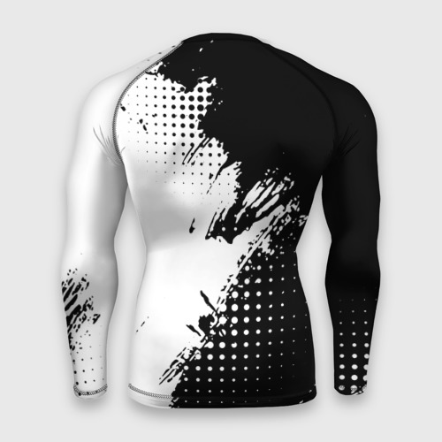 Мужской рашгард 3D с принтом Alpina - черно-белый, вид сзади #1