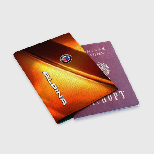 Обложка для паспорта матовая кожа Alpina - теплое свечение, цвет бирюзовый - фото 3