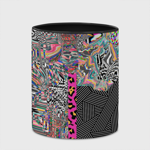 Кружка с полной запечаткой Asymmetric glitch abstraction, цвет белый + черный - фото 4