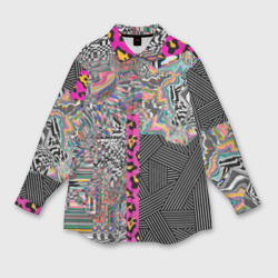 Женская рубашка oversize 3D Asymmetric glitch abstraction