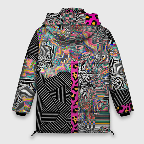 Женская зимняя куртка Oversize Asymmetric glitch abstraction, цвет черный - фото 2