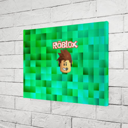 Холст прямоугольный Roblox head на пиксельном фоне - фото 2