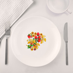 Набор: тарелка + кружка Хохлома традиционный русский узор - фото 2