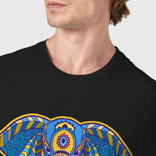 Мужская футболка хлопок Синий слон, цвет черный - фото 6
