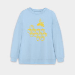 Женский свитшот oversize без начеса хлопок Соты и пчела