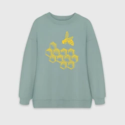Женский свитшот oversize без начеса хлопок Соты и пчела