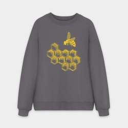 Мужской свитшот oversize без начеса хлопок Соты и пчела