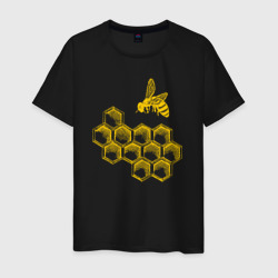 Соты и пчела – Мужская футболка хлопок с принтом купить со скидкой в -20%