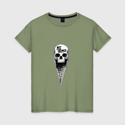 Женская футболка хлопок Панк рок мороженное череп