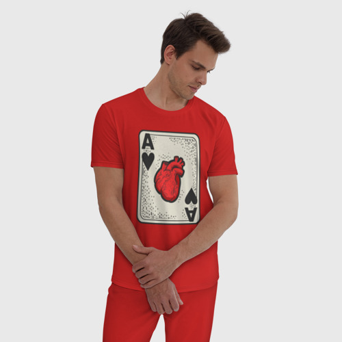 Мужская пижама хлопок с принтом Туз сердца, фото на моделе #1