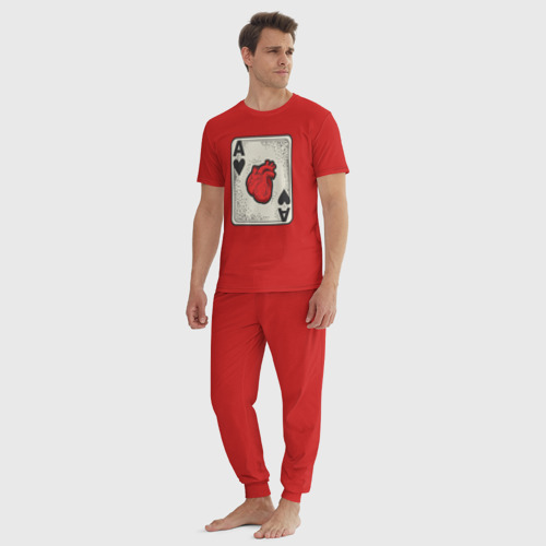 Мужская пижама хлопок с принтом Туз сердца, вид сбоку #3