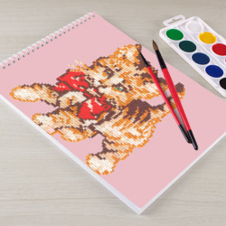 Альбом для рисования Милый котенок вышивка на розовом - фото 2