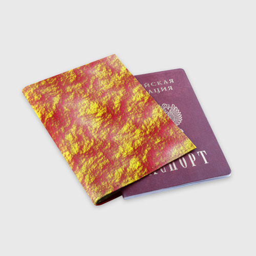 Обложка для паспорта матовая кожа Золото с оранжевым, цвет красный - фото 3