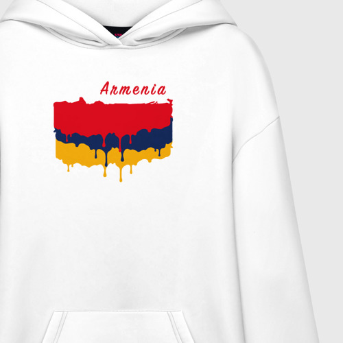 Худи SuperOversize хлопок Flag Armenia, цвет белый - фото 3