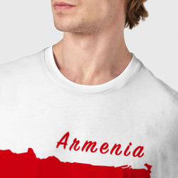 Футболка с принтом Flag Armenia для мужчины, вид на модели спереди №4. Цвет основы: белый