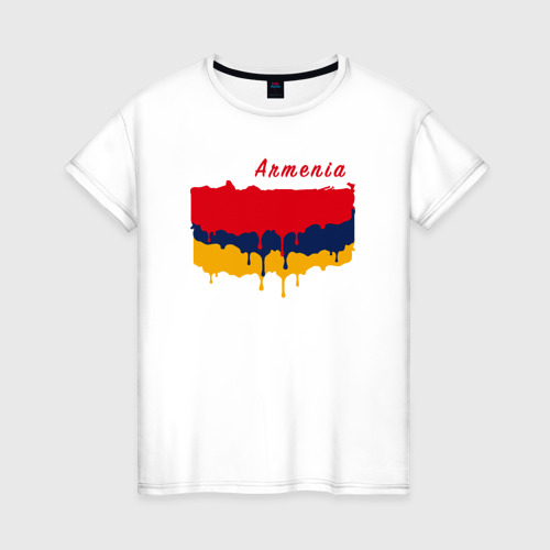 Женская футболка хлопок с принтом Flag Armenia, вид спереди #2