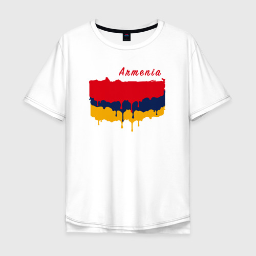 Мужская футболка хлопок Oversize с принтом Flag Armenia, вид спереди #2