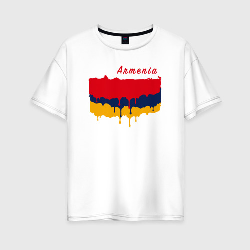 Женская футболка хлопок Oversize Flag Armenia, цвет белый