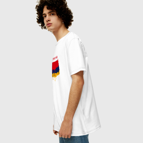 Мужская футболка хлопок Oversize с принтом Flag Armenia, вид сбоку #3