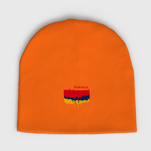 Детская шапка демисезонная с принтом Flag Armenia, вид спереди №1