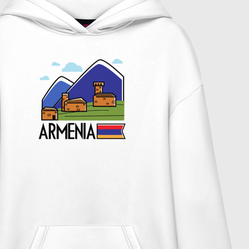 Худи SuperOversize хлопок Горная Армения, цвет белый - фото 3