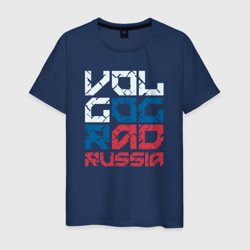 Мужская футболка из хлопка с принтом Россия Волгоград, вид спереди №1