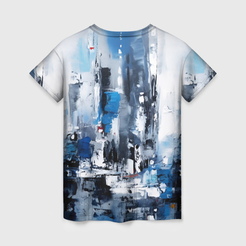 Женская футболка 3D с принтом Абстрактный городской пейзаж, вид сзади #1